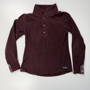 Flylow Polartec Fleece Snap Pullover Burgundy Womens Small Long Sleeve Top